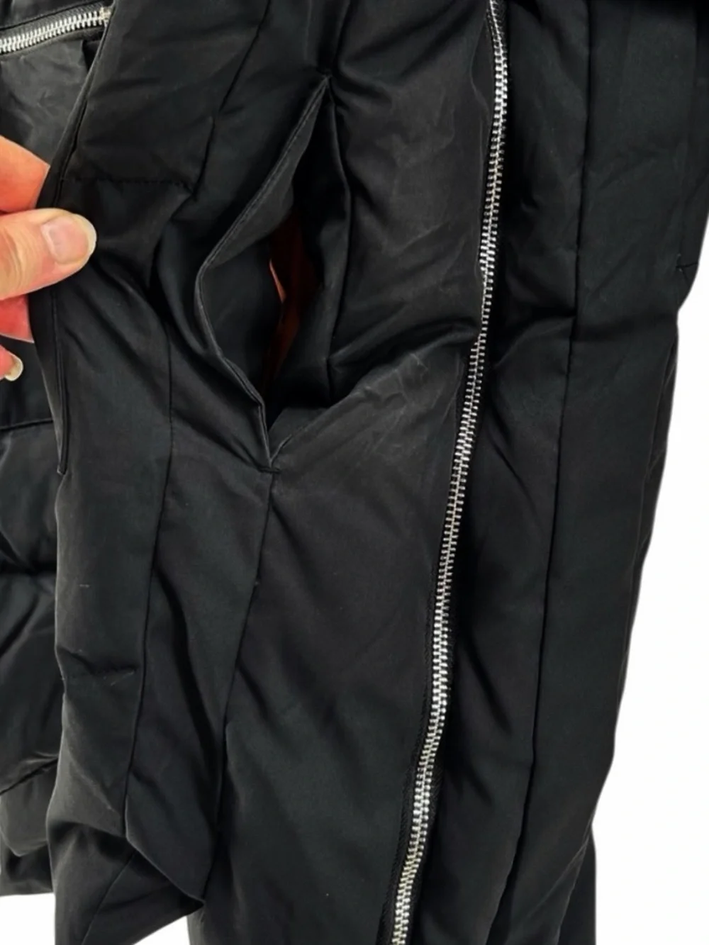 Orolay Hooded Down Jacket With Pockets Sherpa Lined Side Zip Size L